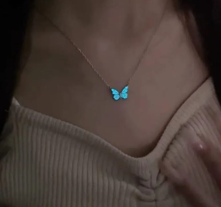 Blue Luminous Smart Butterfly Necklace -