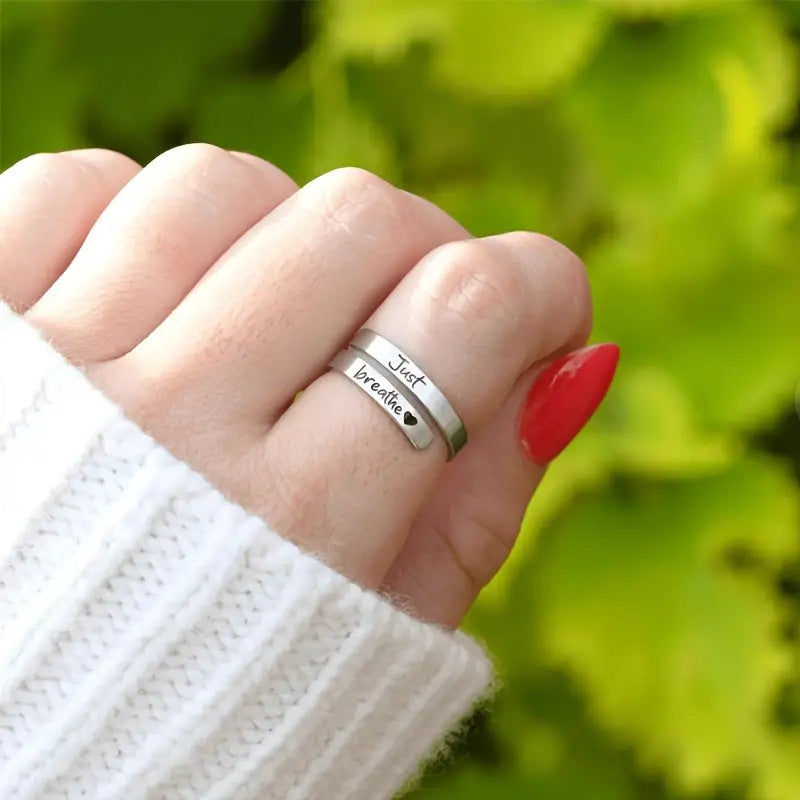 Silver Spiral Heart Ring -