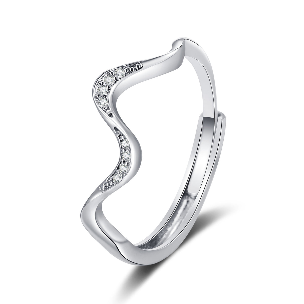 Water Wave Silver Ring in Fashion Design -