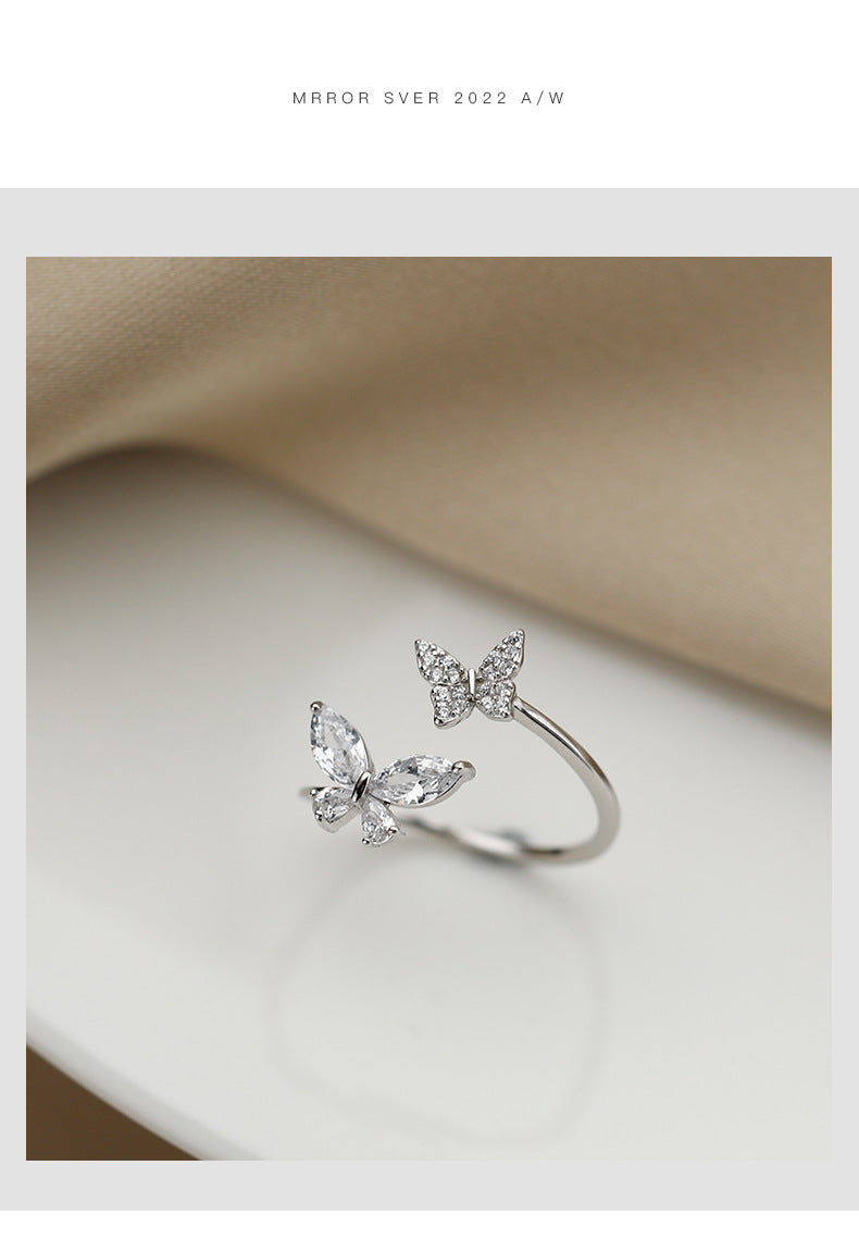 S925 Sterling Silver Butterfly Ring for Women -