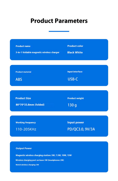 3 IN 1 FOLDABLE WIRELESS CHARGER - Image27164735504478