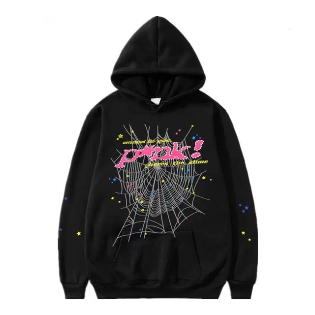 Spider Letter Prints Hoodies - 