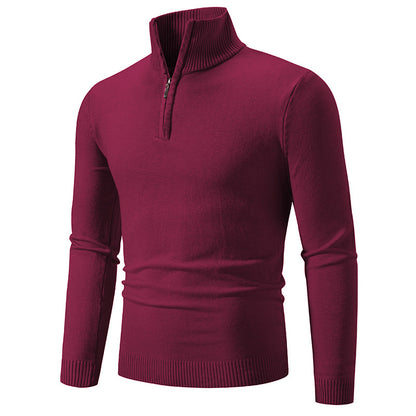 2023 Men's Plus Size Fleece Zip Mock Neck Sweater - Image26755178791006