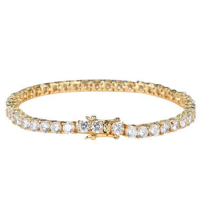 Tennis Chain Copper Zircon Single Row Hip Hop Bracelet - Image26755181772894