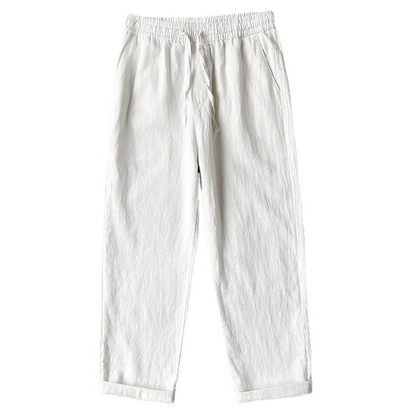 Men's Casual Pants White Baggy Straight Trousers - Image26755451486302