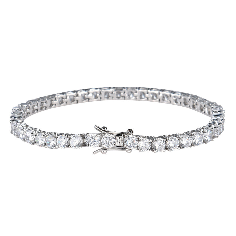 Tennis Chain Copper Zircon Single Row Hip Hop Bracelet - 