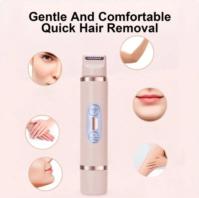 Dual-Head Electric Shaver Painless Women's Epilator Bikini Hair Removal Device Automatic Hair Trimmer Underarm Facial Lips Leg - 