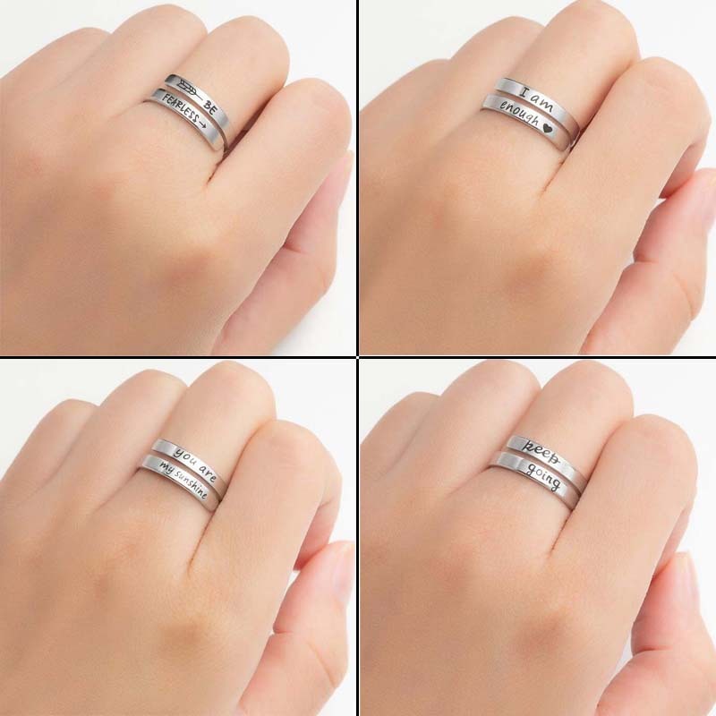 Retro Stainless Steel English Double Ring - Image26755146088542