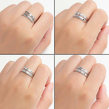 Retro Stainless Steel English Double Ring - Image26755146088542