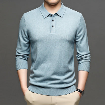 Men's Lapel Knit Pullover Sweater - Image26755078488158