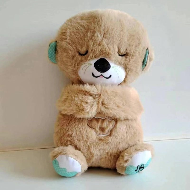 Sound Machine Soothe 'n Snuggle Otter Portable Plush Baby Toy with Sensory Details Music Lights & Rhythmic Breathing Motion - 