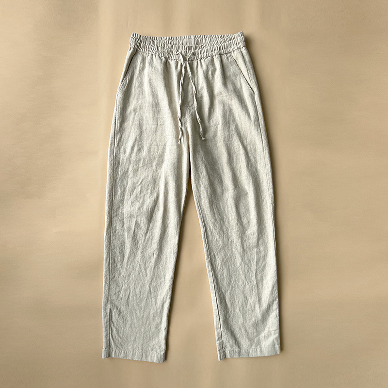 Men's Casual Pants White Baggy Straight Trousers - 
