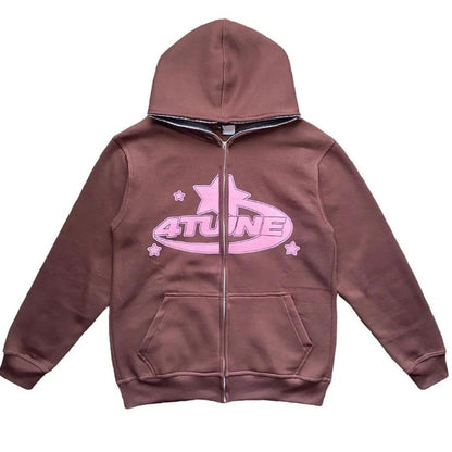 Star Printed Zip Up Hoodies - Image26755369435230