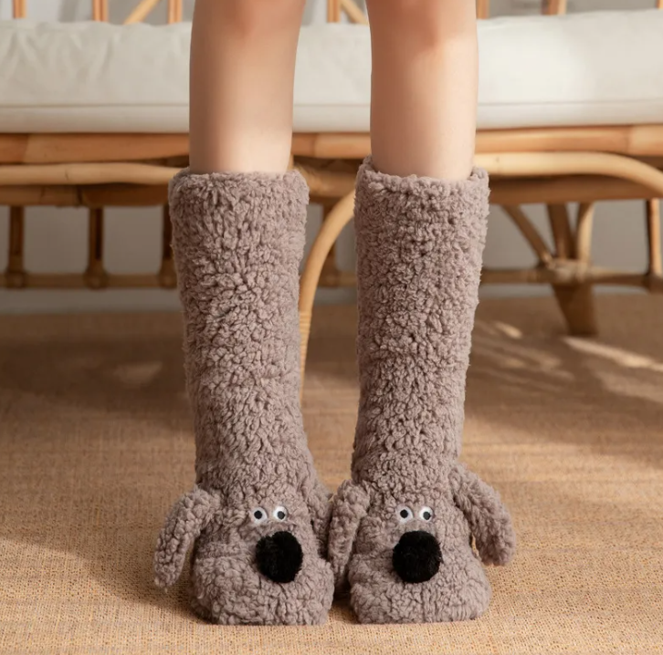 Women’s Plush Dog Socks - 