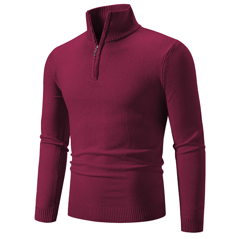 2023 Men's Plus Size Fleece Zip Mock Neck Sweater - 