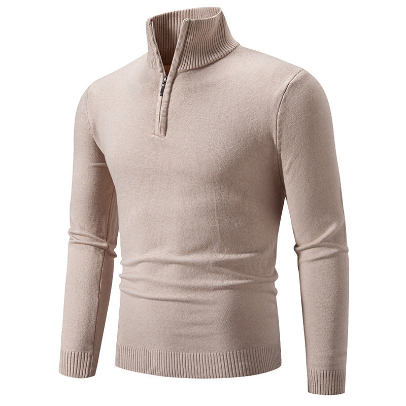 2023 Men's Plus Size Fleece Zip Mock Neck Sweater - 
