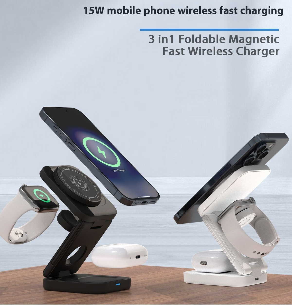 3 IN 1 FOLDABLE WIRELESS CHARGER - 