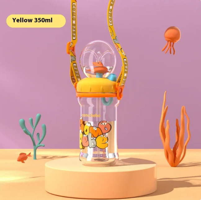 Children's Whale Cartoon Diving Fountain Water Bottle - Tritan Leakproof Sippy Cup (Various Sizes & Colors) - 