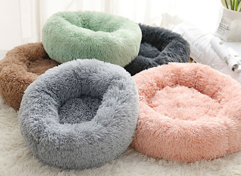 Round Plush Dog Bed for Small Dogs and Puppies - Image26755113025630