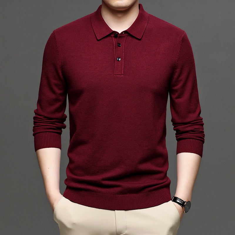 Men's Lapel Knit Pullover Sweater - 
