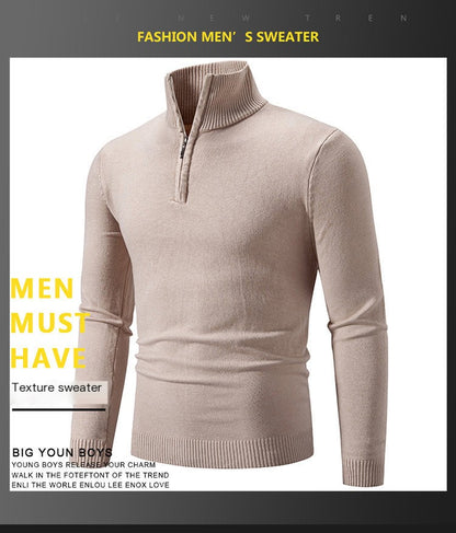2023 Men's Plus Size Fleece Zip Mock Neck Sweater - Image46332320546910