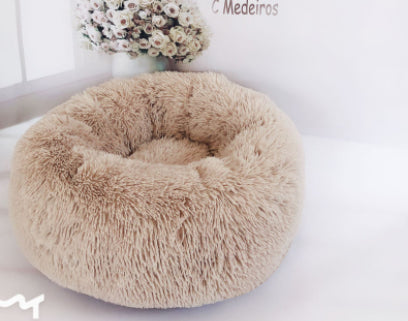 Round Plush Dog Bed for Small Dogs and Puppies - Image26755113484382