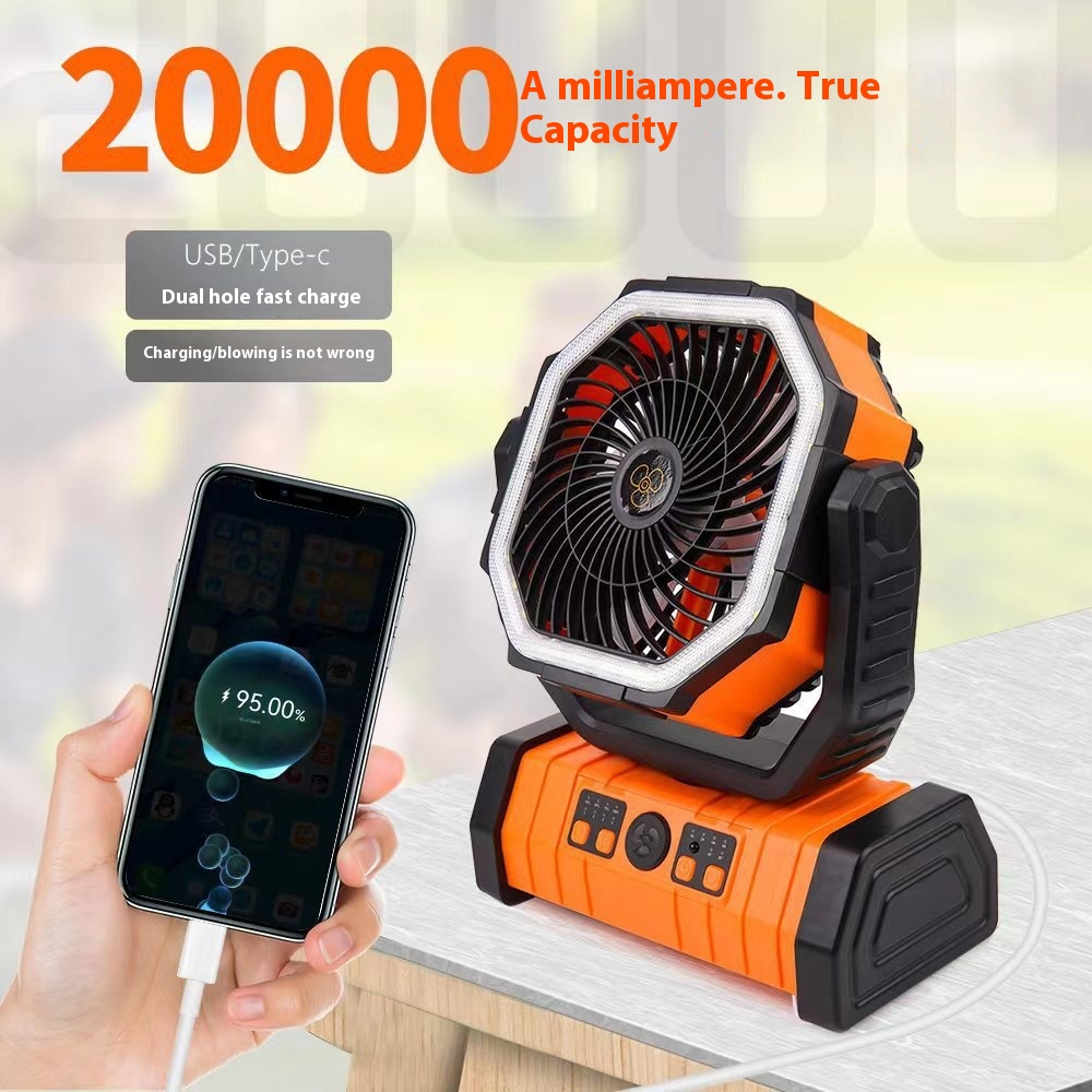 Outdoor Household Power Bank LED Light Camping Fan - 