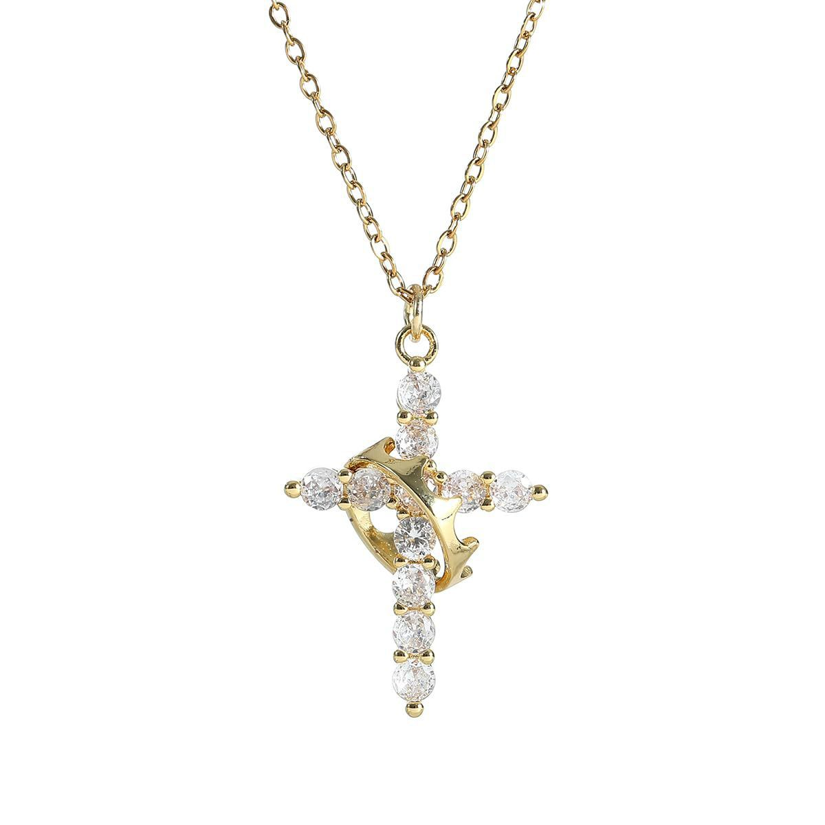 Crown Cross Necklace - Image26755309895774