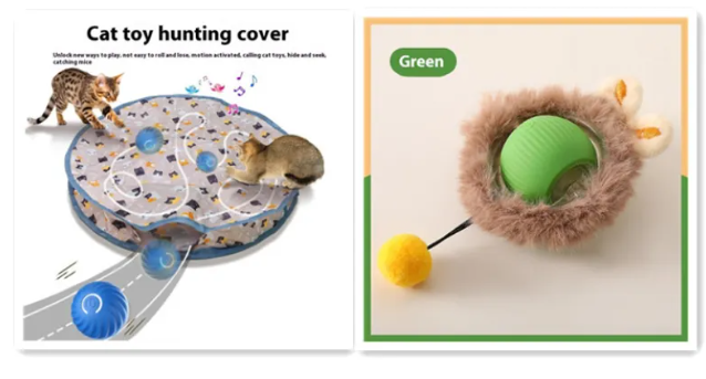 PurrPlay Self-Rolling Cat Toy Ball - 