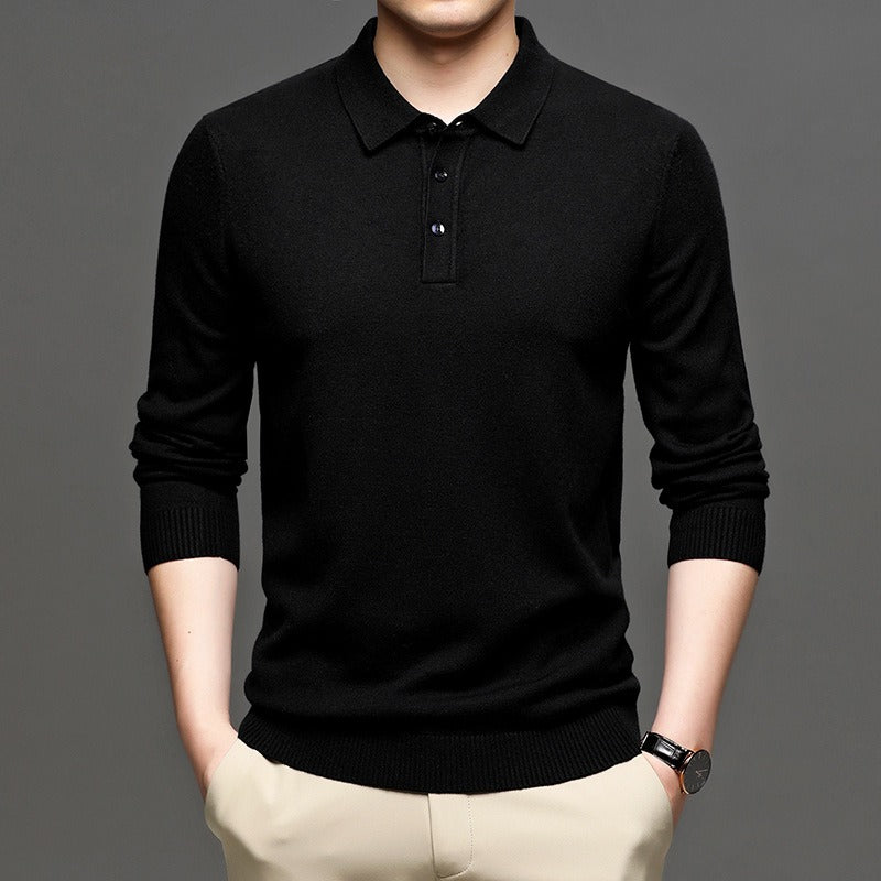 Men's Lapel Knit Pullover Sweater - Image26755079831646