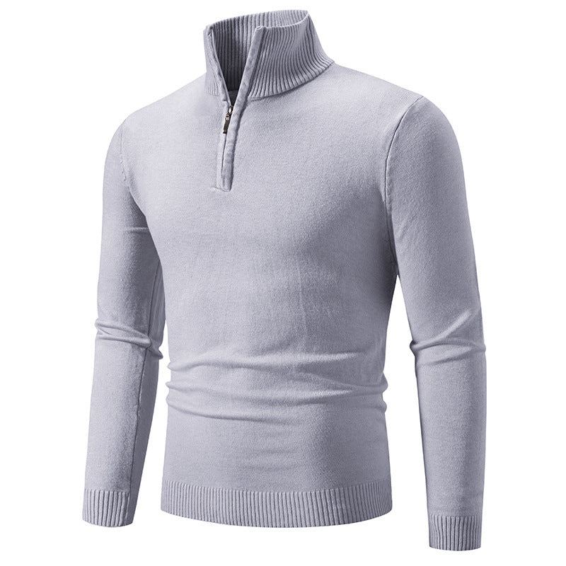 2023 Men's Plus Size Fleece Zip Mock Neck Sweater - 