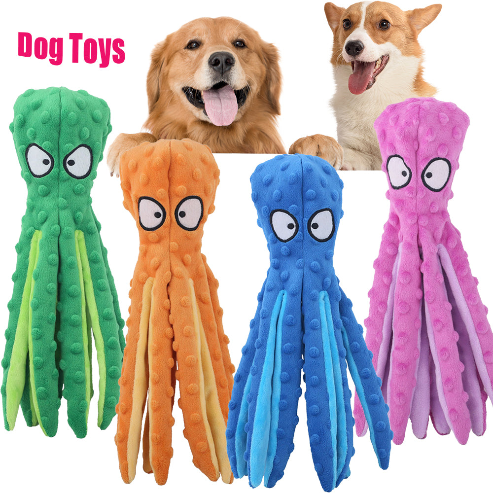 Interactive Bite-resistant Plush Octopus Pet Toy - 
