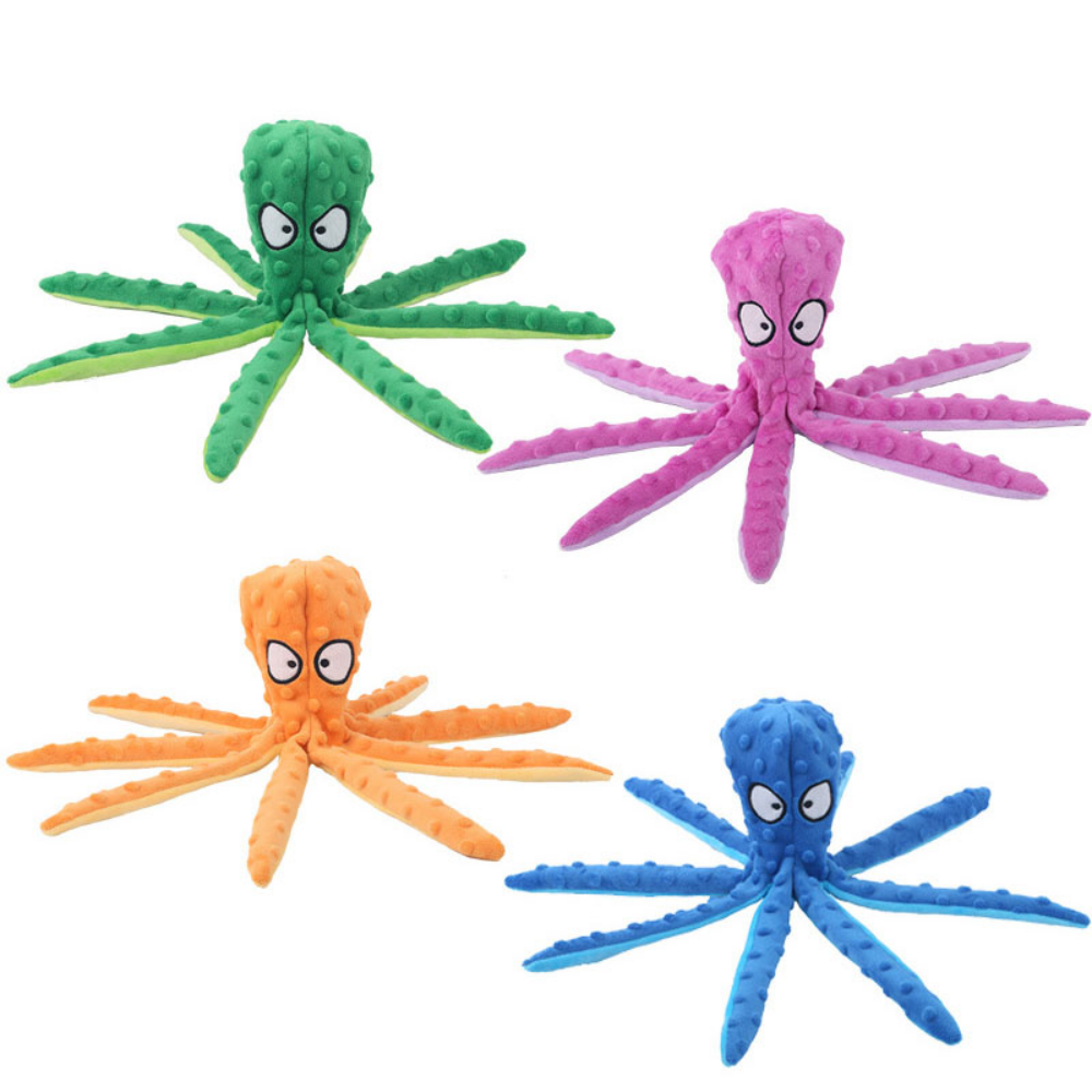 Interactive Bite-resistant Plush Octopus Pet Toy - 