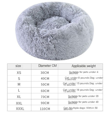 Round Plush Dog Bed for Small Dogs and Puppies - Image46328075747422