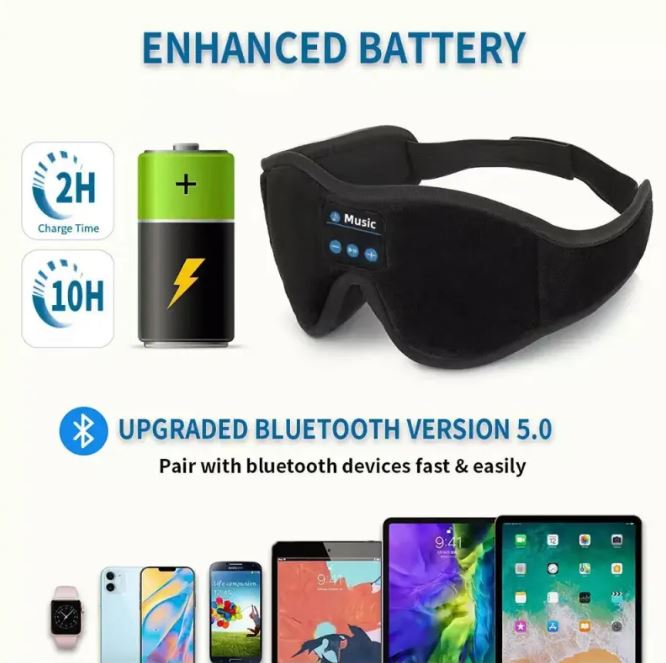 3D Eye Mask Bluetooth 50 Unlimited Music Stereo - 