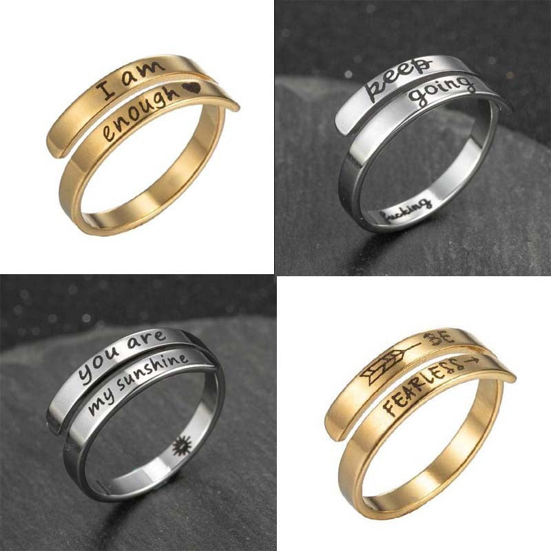 Retro Stainless Steel English Double Ring - 