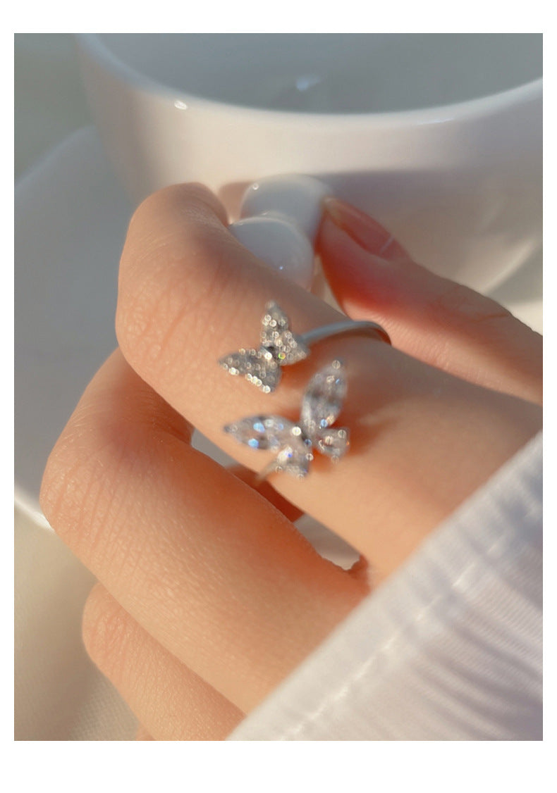 S925 Sterling Silver Butterfly Ring for Women - 
