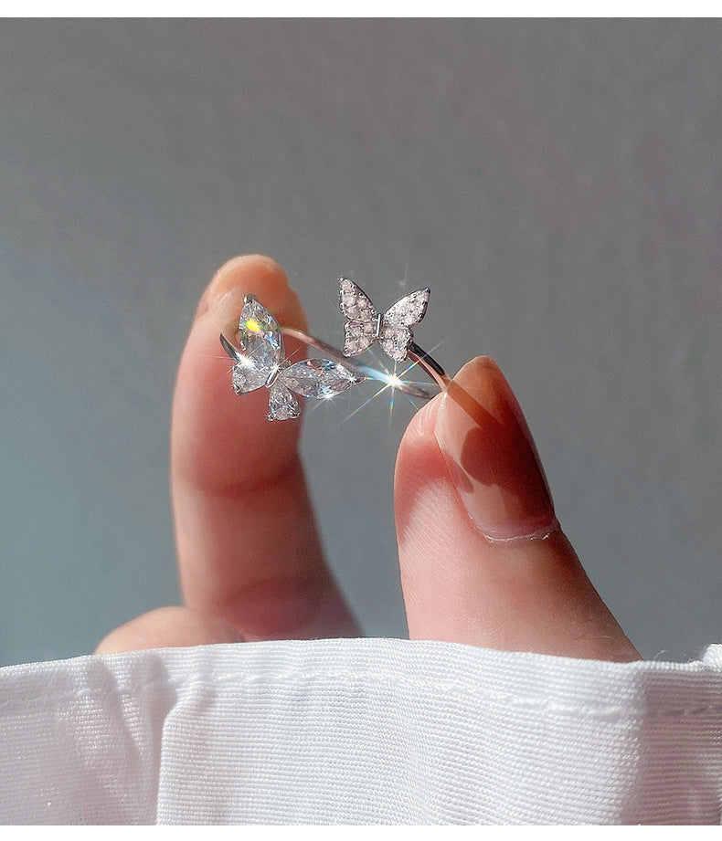 S925 Sterling Silver Butterfly Ring for Women - 