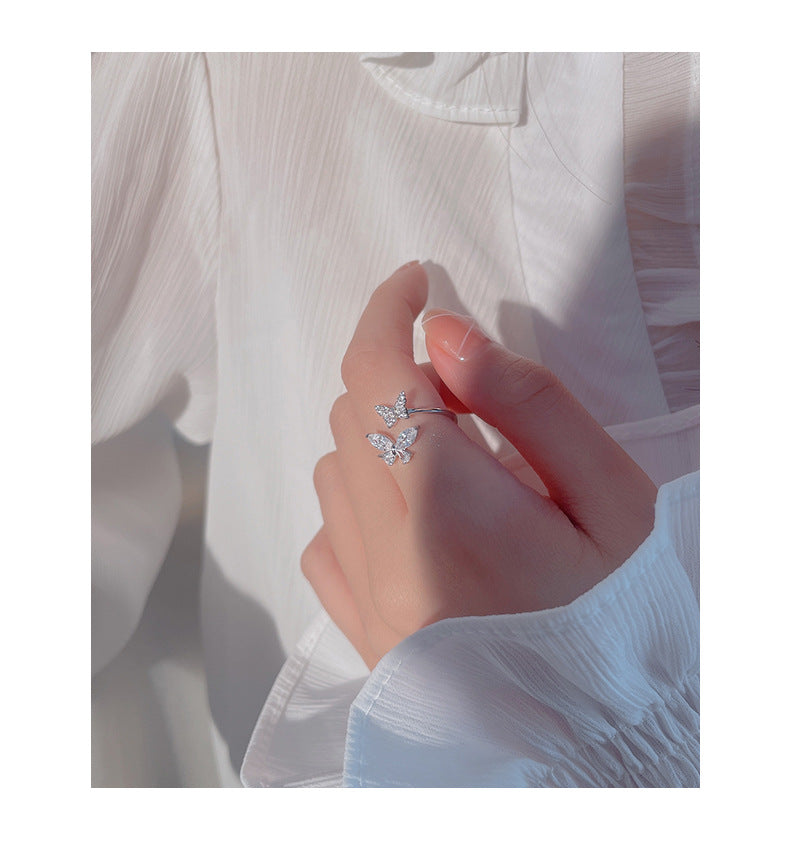S925 Sterling Silver Butterfly Ring for Women - 