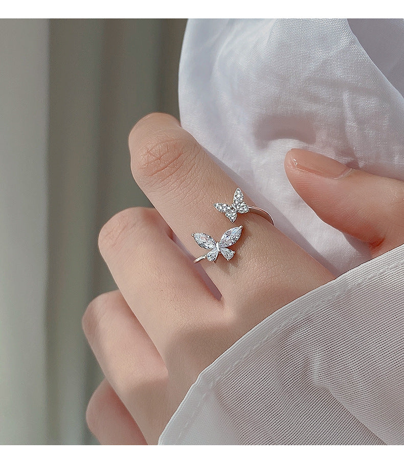 S925 Sterling Silver Butterfly Ring for Women - 