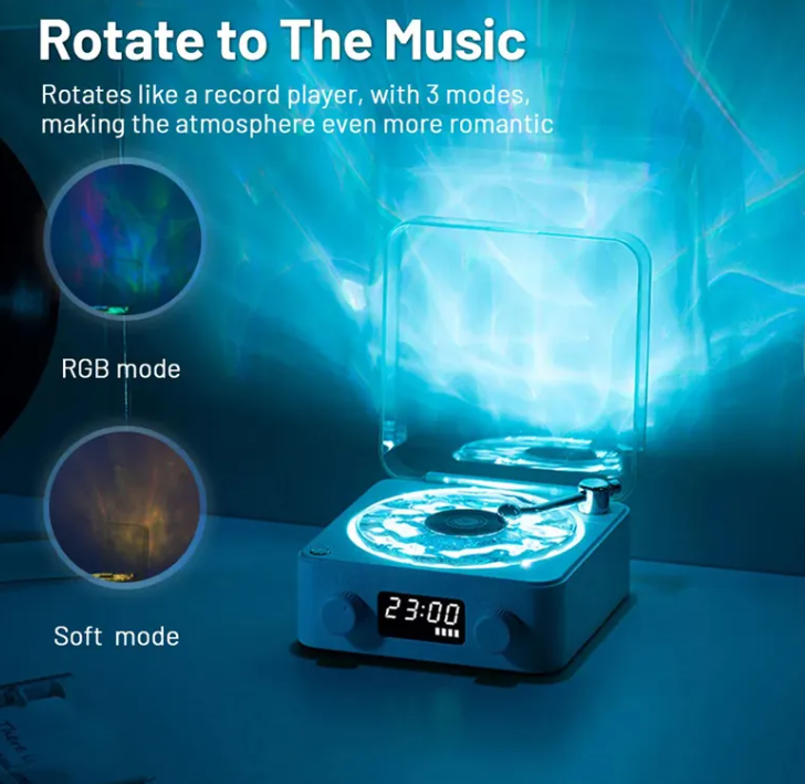 Bluetooth Retro Turntable Speaker with RGB Lights - 