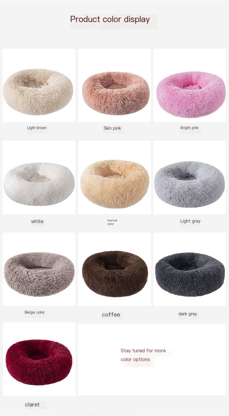 Round Plush Dog Bed for Small Dogs and Puppies - Image46328076140638