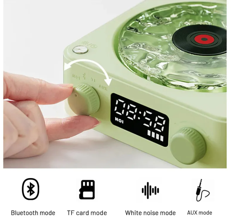 Bluetooth Retro Turntable Speaker with RGB Lights - 
