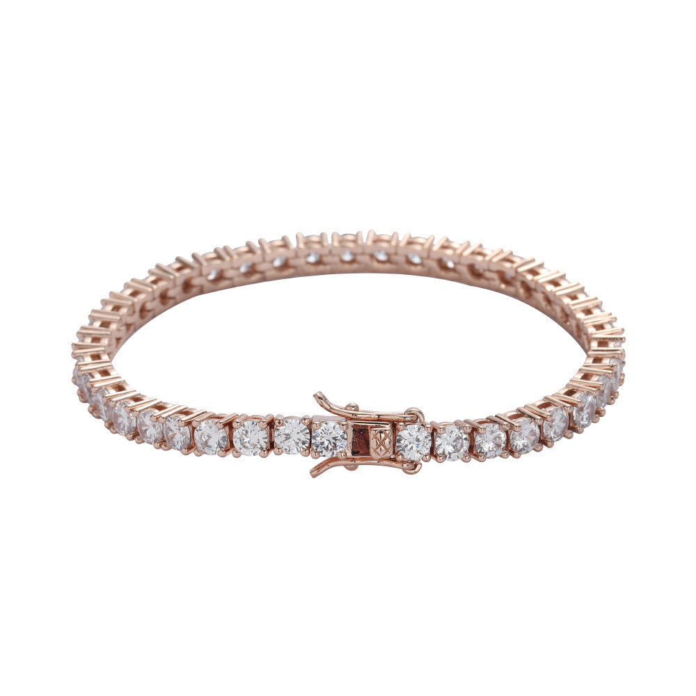 Tennis Chain Copper Zircon Single Row Hip Hop Bracelet - 
