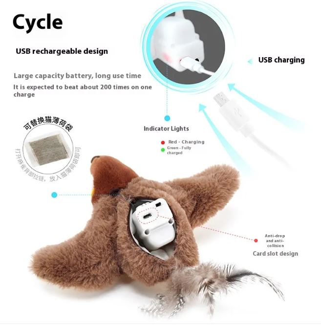 Interactive Flapping Bird Plush Toy - 