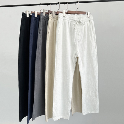 Men's Casual Pants White Baggy Straight Trousers - Image26755443359838