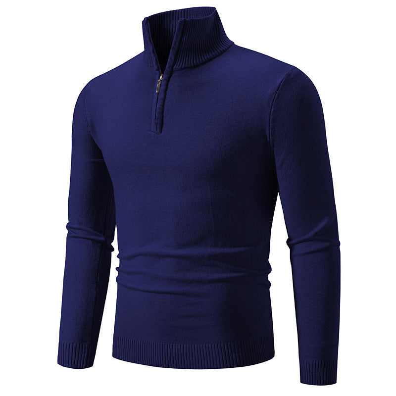 2023 Men's Plus Size Fleece Zip Mock Neck Sweater - 