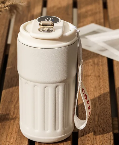 Smart Digital Thermal Bottle Portable Coffee Mug Stainless Steel Water Bottle In-Car Insulated Cup Keep Cold Vacuum Flasks 450ml - Image26755089236062