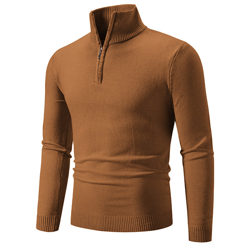 2023 Men's Plus Size Fleece Zip Mock Neck Sweater - 