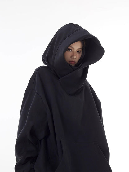 Loose High Collar Fleece Lined Hoodie - Image26755307012190